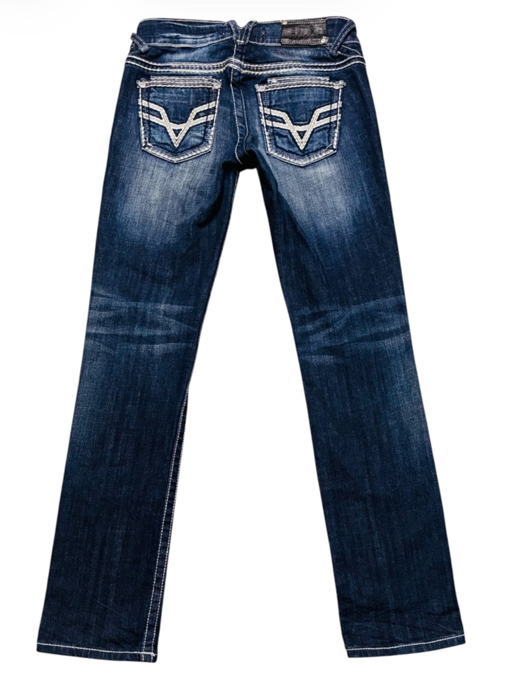 Vigoss Low Rise Straight Leg Jeans 28x32 Dark Blue Wash Stretch Y2K Women’s EUC - Picture 3 of 13